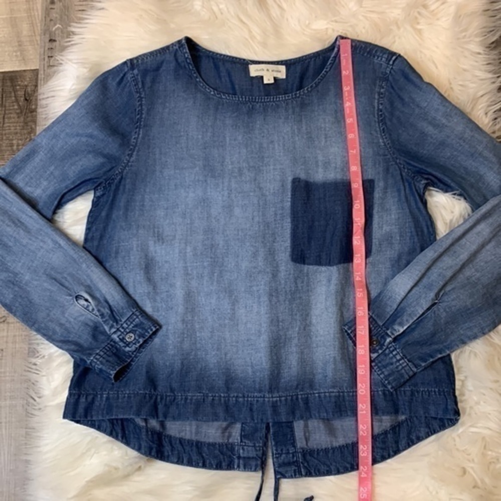 Anthropologie Cloth & Stone lace back chambray top S - Picture 8 of 8